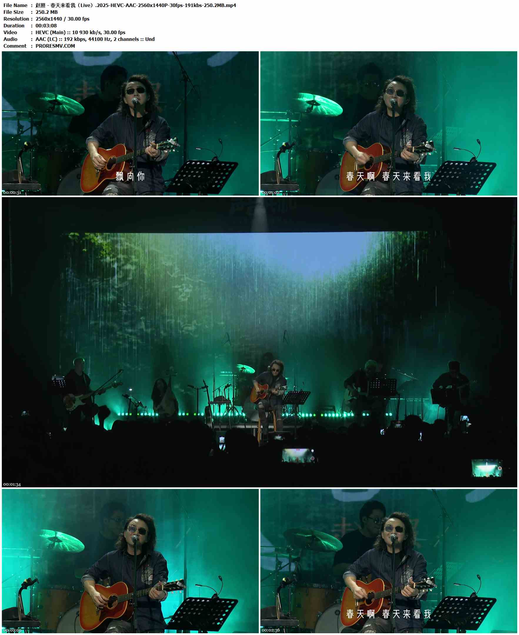 赵照 - 春天来看我（Live）.2025-HEVC-AAC-2560x1440P-30fps-191kbs-250.2MB官方MV_高清MV